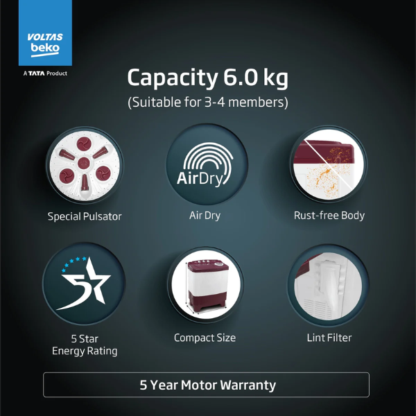 Voltas Beko Semi Automatic Washing Machine